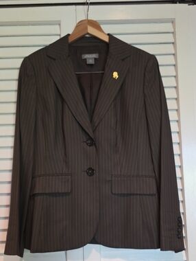 Ann Taylor Dark Brown Pinstripe Suit Jacket